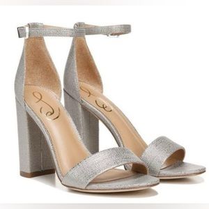 Sam Edelman Yaro Ankle Strap Sandal in Metallic Grey Size 10.5 NWT